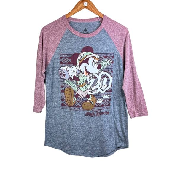 Disney Parks Animal Kingdom 20th Anniversary Mickey Mouse Safari Raglan Tee - Picture 5 of 10